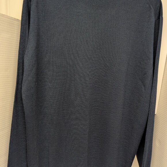 Luchiano Visconti 50% Italian Merino Wool 50% Acrylic Long Sleeve Sweater Navy - Picture 3 of 3